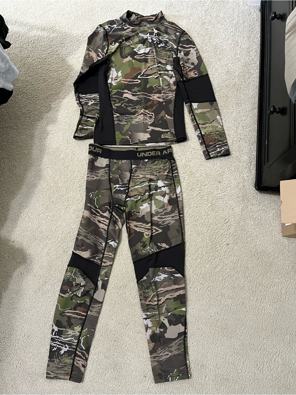 Under Armour Olive & Black Camo Compression Set